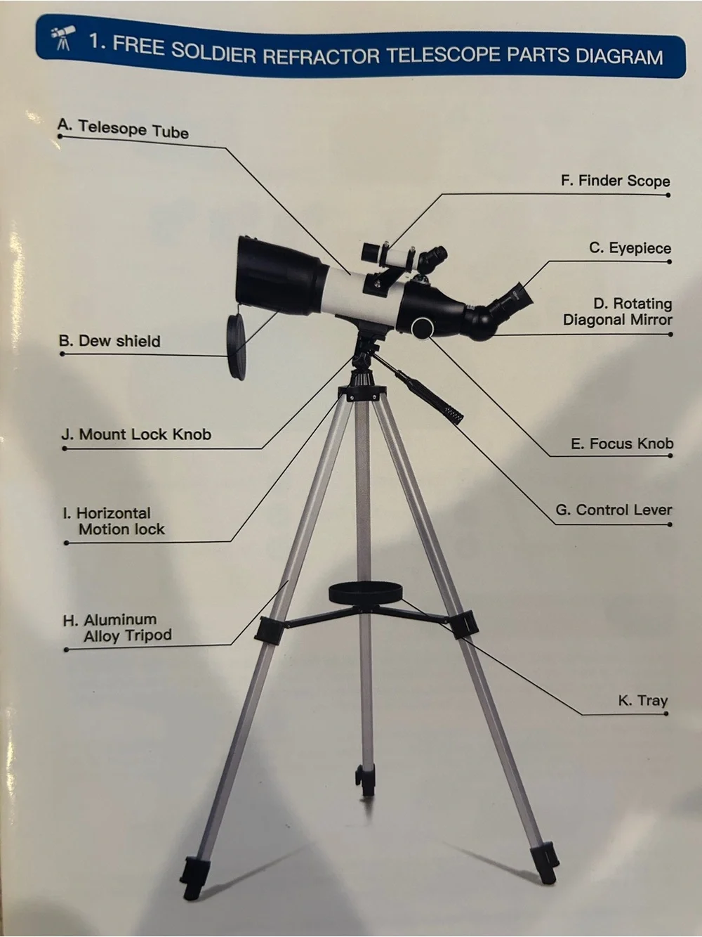 Free Soldier Black & White Telescope w/ Tripod-Compact Astronomical Telescope🤍